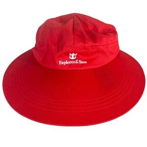 Royal Caribbean Explorer of the Seas Red Wide Brim Sun Hat Bow Back Cotton